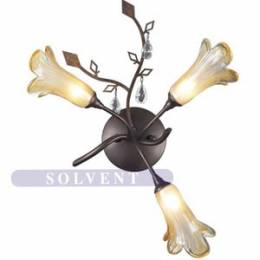 Φωτιστικό Επίτοιχο-Απλίκα Γυαλί-Mέταλλο Flower Τριπλό