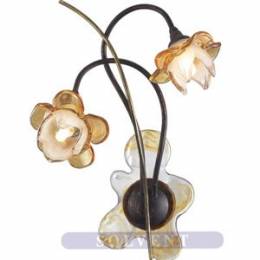 Φωτιστικό Επίτοιχο-Απλίκα Γυαλί-Mέταλλο Flower W Διπλό